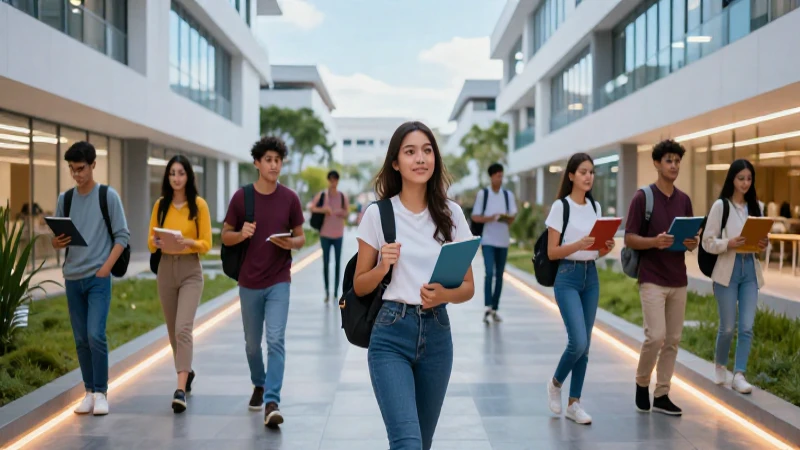 Estudiantes mexicanos ambiciosos en campus tecnológico