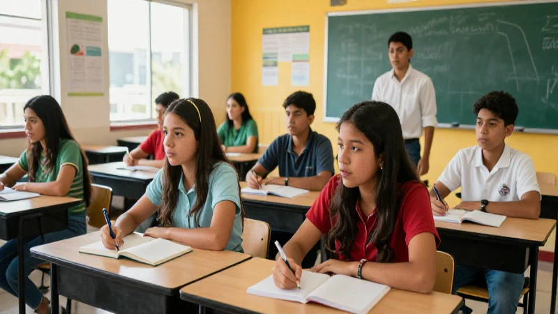 Estudiantes mexicanos dinámicos en clase moderna