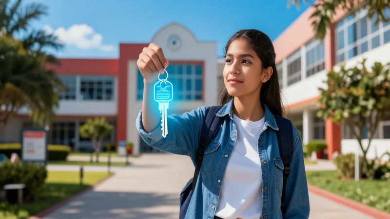 Estudiante mexicano esperanzado desbloquea camino en campus moderno