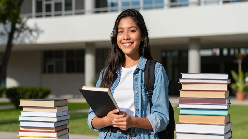 Estudiante mexicano sonríe en campus universitario
