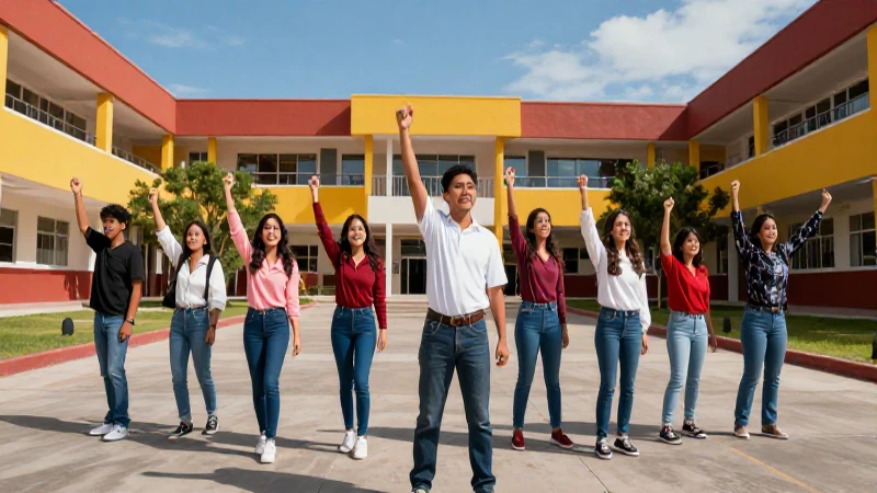 Escena vibrante de éxito estudiantil mexicano