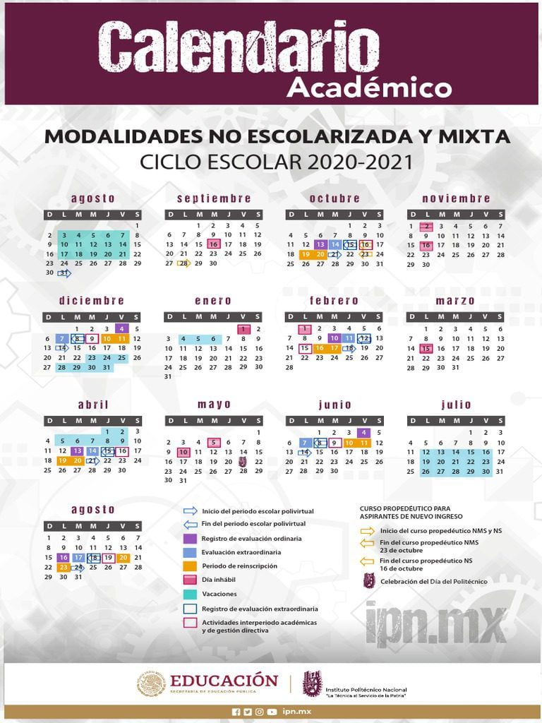 Descarga el calendario del IPN para el ciclo 2 aquí