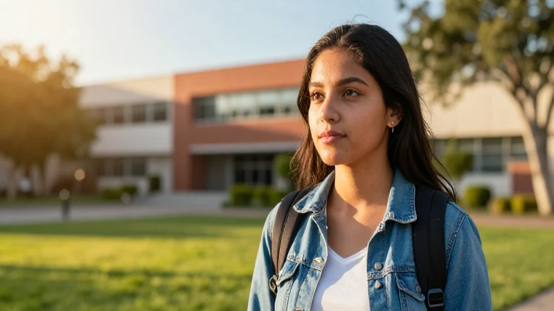 Joven mexicano optimista en campus soleado