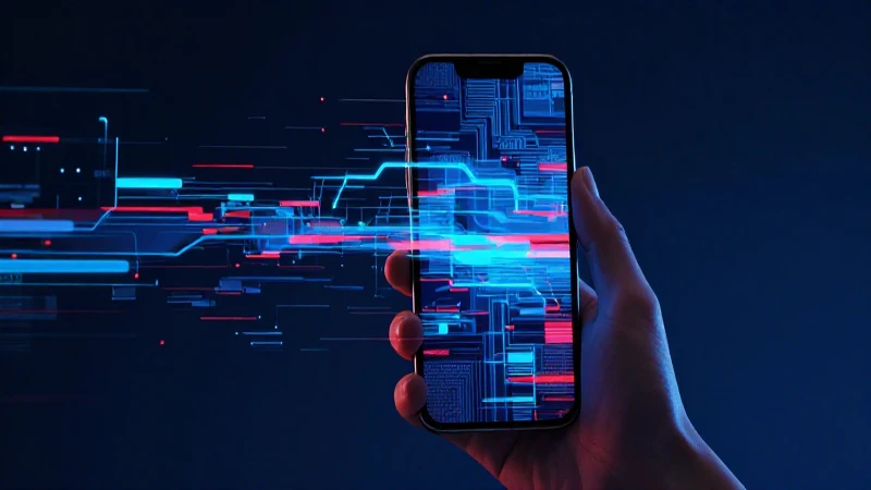 Smartphone con error digital vibrante y dramático