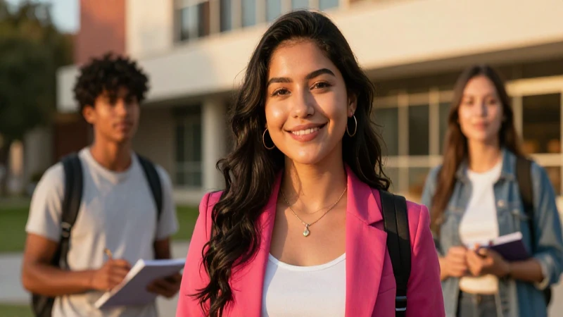 Joven mexicano exitoso en campus universitario moderno
