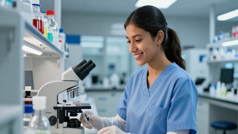 Joven estudiante mexicana en laboratorio tecnológico