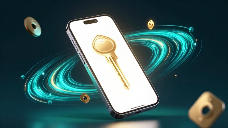 Smartphone elegante con claves digitales brillantes
