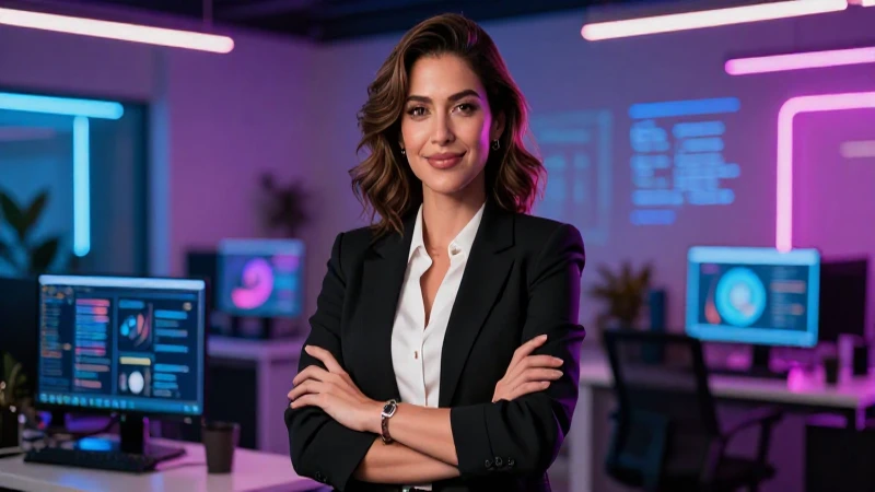 Mujer mexicana moderna y exitosa en oficina vibrante