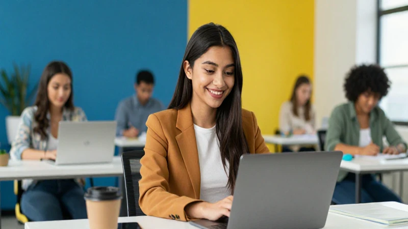 Estudiante mexicano joven en oficina moderna