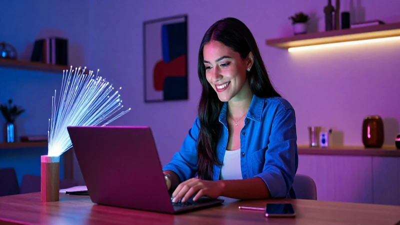Joven mexicano sonríe, trabaja con tecnología moderna