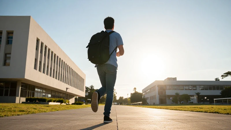 Estudiante mexicano corriendo bajo la luz dorada