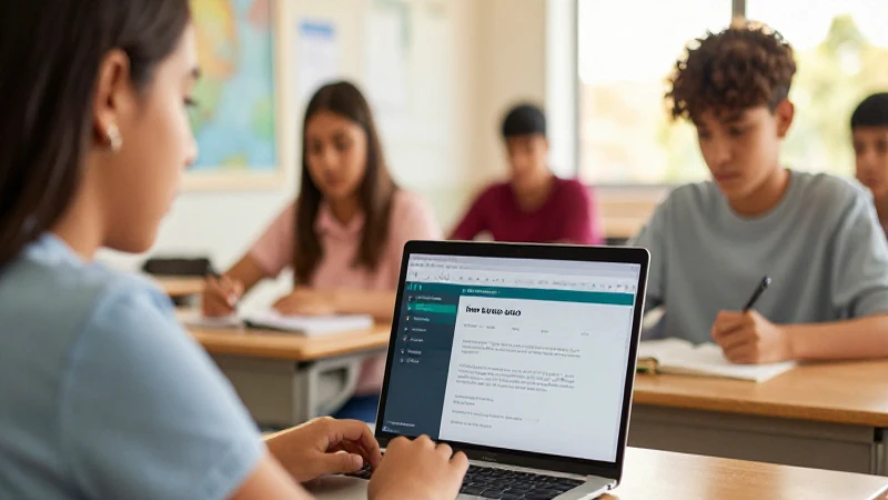 Estudiantes mexicanos en clase moderna con luz dorada