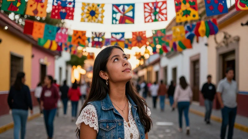 Joven mexicana ve vibrante escena de barrio