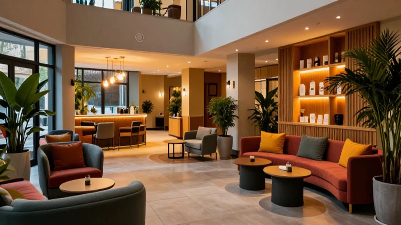 Lobby de bienestar moderno y sereno