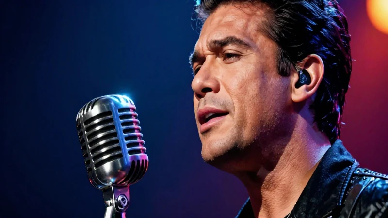 Primer plano épico de cantante icónico