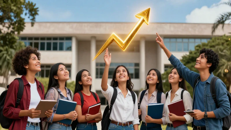 Estudiantes mexicanos optimistas alcanzan símbolo de crecimiento