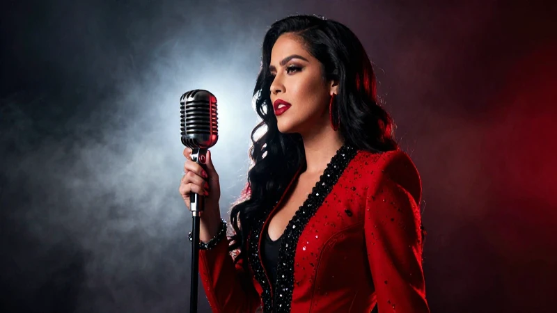 Cantante mexicana elegante con estilo dramático