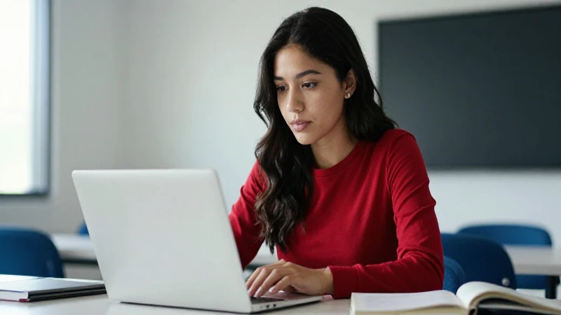 Retrato cinemático de mujer mexicana estudiando online