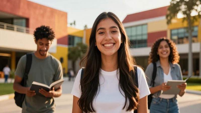 Estudiante mexicana con imagen vibrante y triunfal