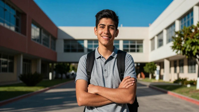Estudiante mexicano en campus universitario