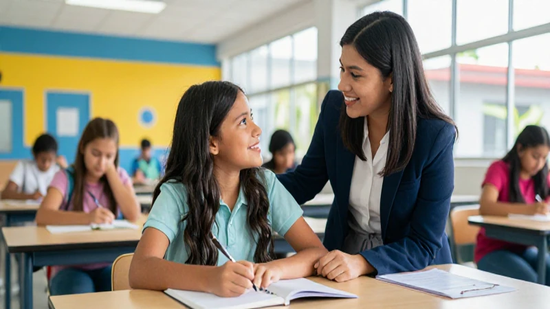 Estudiante mexicano y mentor en campus moderno