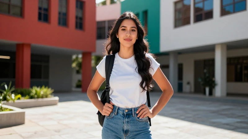Estudiante universitario mexicano confiado en campus