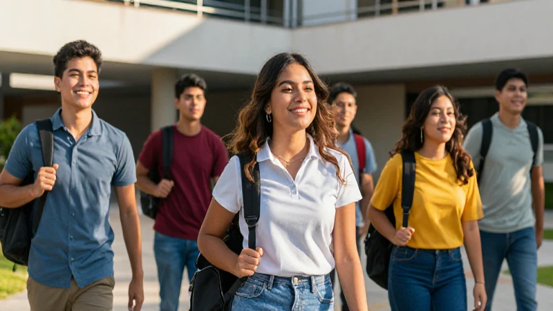 Estudiantes mexicanos con energía en un campus moderno