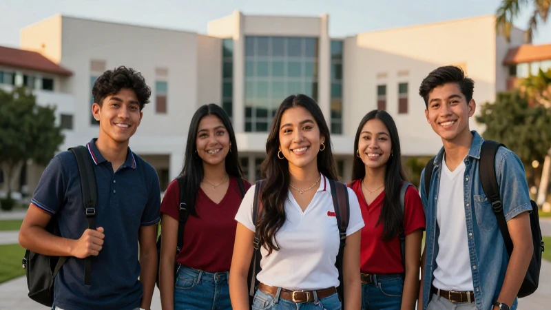 Estudiantes mexicanos felices en campus universitario