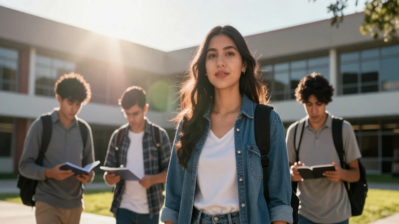 Oportunidad estudiantil bajo luz dramática y moderna