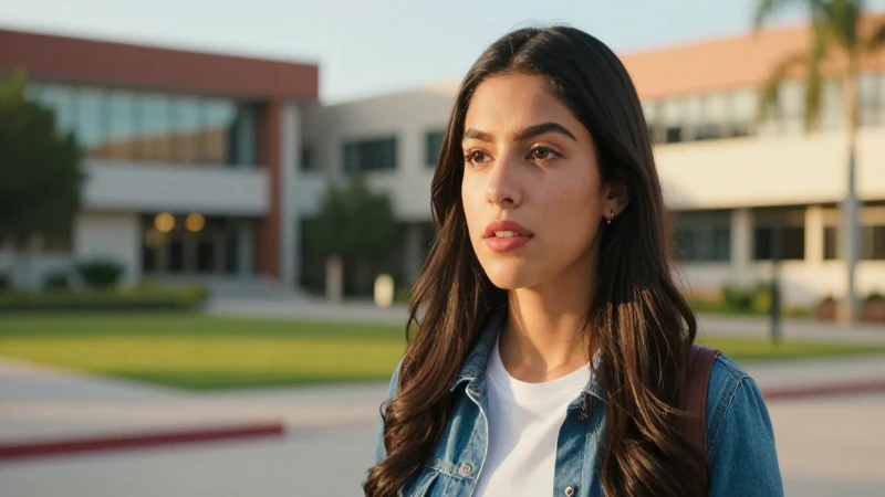 Estudiante mexicano brillante en campus moderno