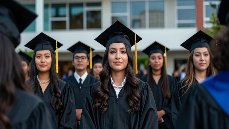 Estudiantes mexicanos celebran en el campus moderno