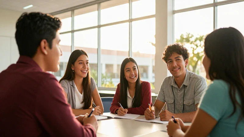 Estudiantes mexicanos colaborando en campus moderno e inspirador