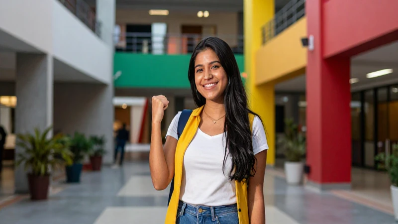 Estudiante mexicano en campus moderno