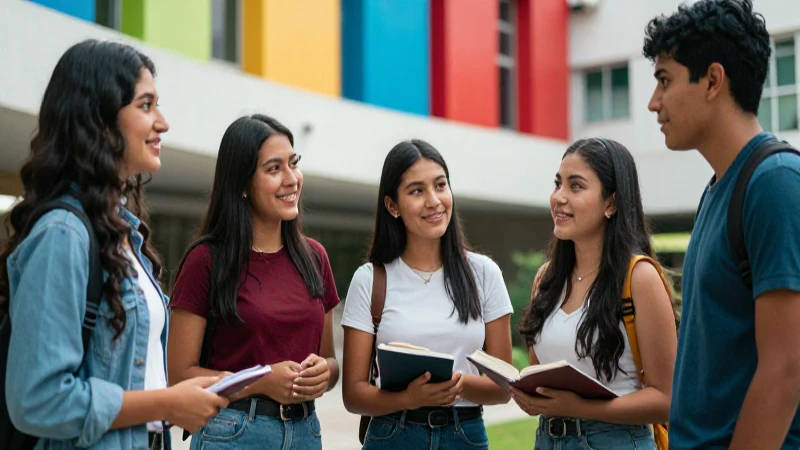Estudiantes mexicanos colaboran en un campus moderno