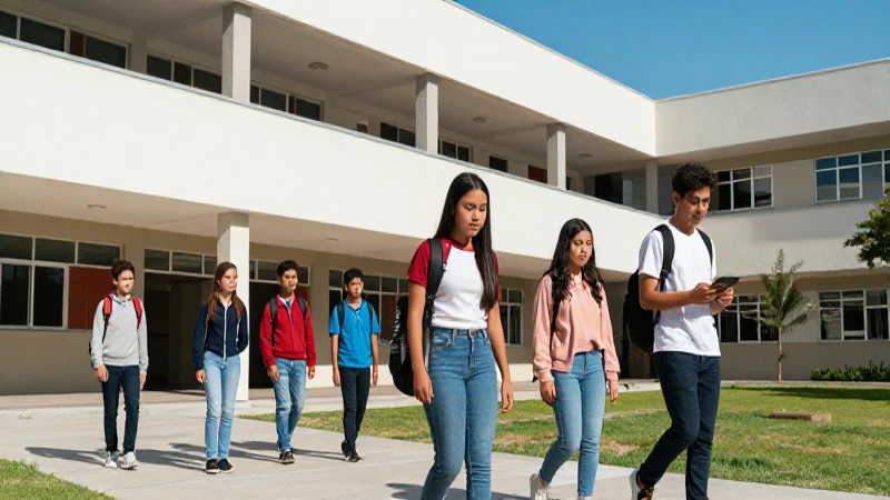 Estudiantes mexicanos en moderno campus