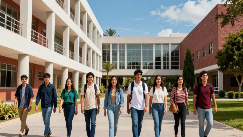 Estudiantes mexicanos exitosos en campus moderno