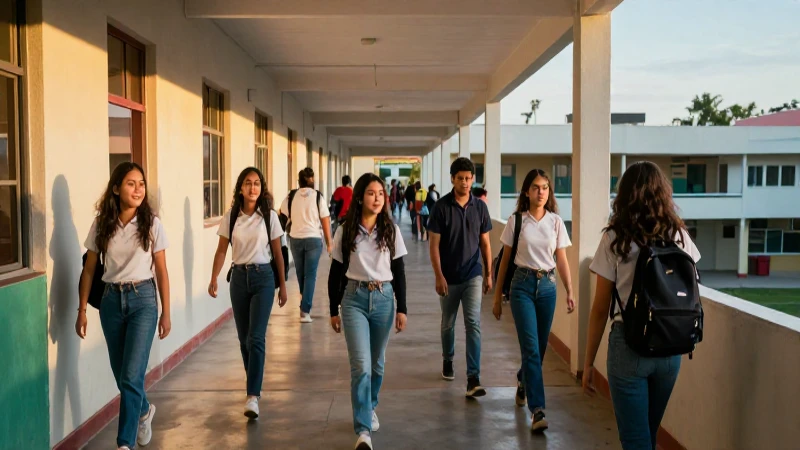 Estudiantes mexicanos en luz dorada cinematográfica