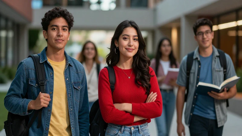 Estudiante mexicano moderno en campus universitario