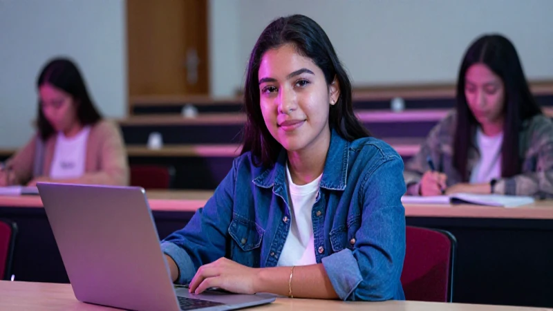 Joven mexicano confiado en ambiente universitario moderno