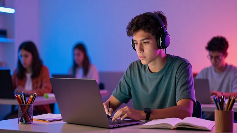 Dónde puedo estudiar bachillerato en línea 2 Estudiante mexicano en entorno digital vibrante