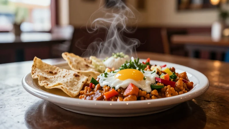 Desayuno mexicano vibrante en un entorno acogedor