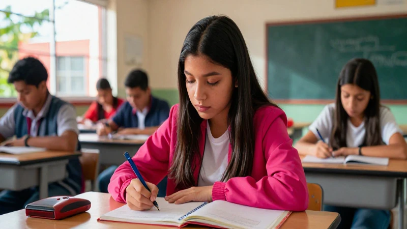Estudiante mexicano aprende en aula vibrante