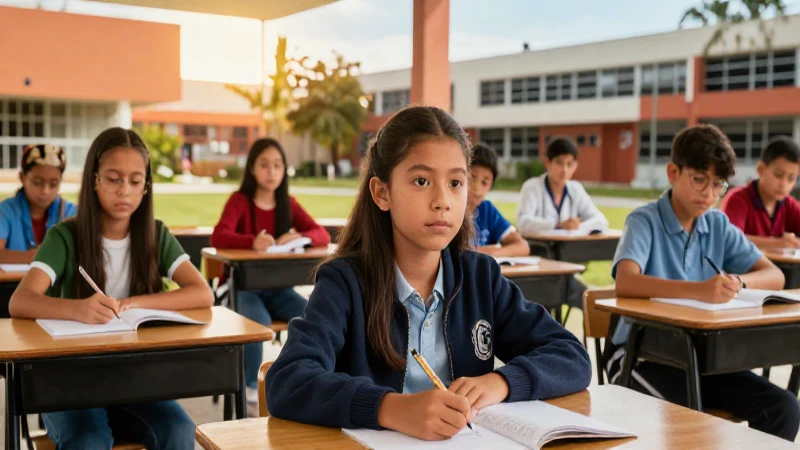 Estudiante mexicano en aula moderna