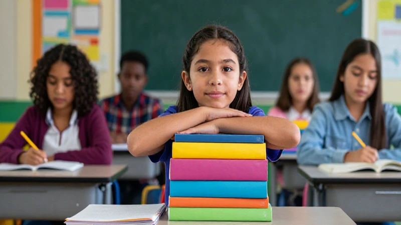 Estudiante mexicano en clase con libros y éxito