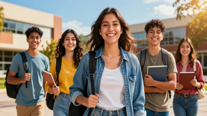 Foto vibrante de estudiante mexicano sonriente