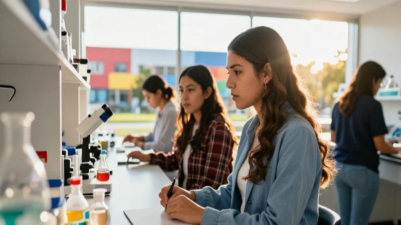 Estudiante universitario en laboratorio moderno