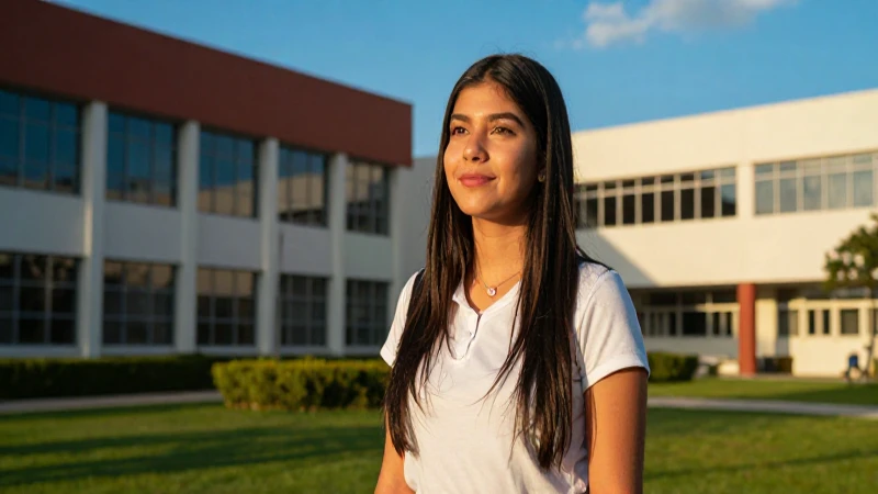 Estudiante mexicano en campus moderno y vibrante