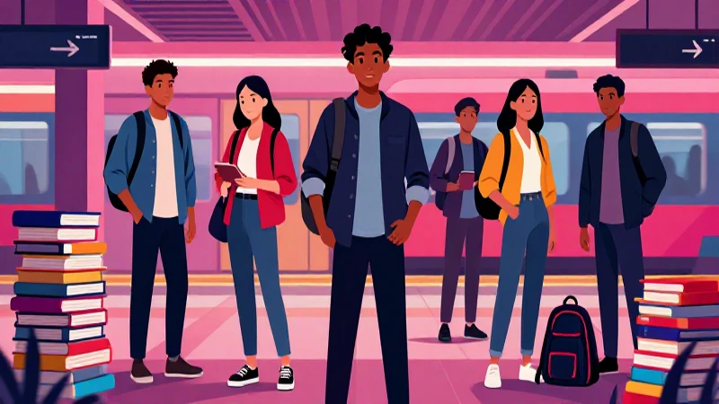 Estudiantes mexicanos en vibrante entorno urbano