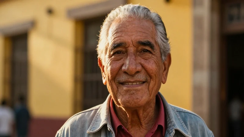 Retrato de anciano mexicano en luz dorada