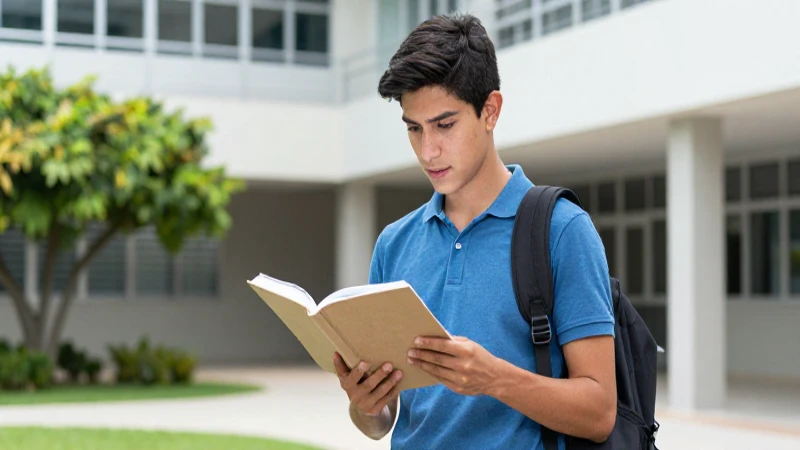 Estudiante mexicano en campus moderno y vibrante